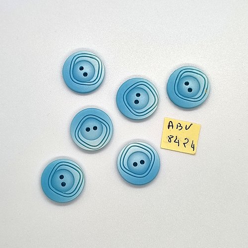 6 boutons en résine bleu - 18mm - abv8424