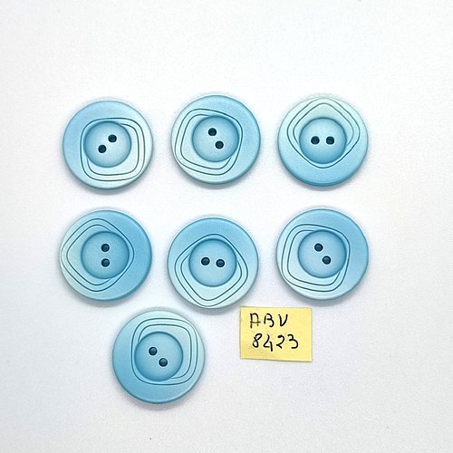 7 boutons en résine bleu - 22mm - abv8423