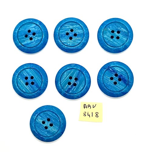 7 boutons en résine bleu - 27mm - abv8418