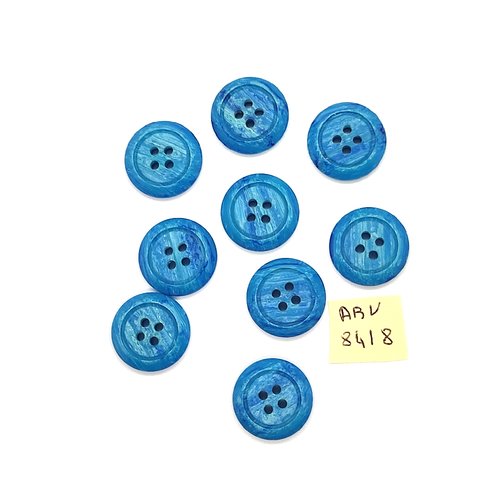 9 boutons en résine bleu - 18mm - abv8418