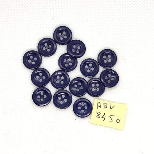 15 boutons en résine bleu foncé - 12mm - abv8450