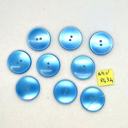 9 boutons en résine bleu - 22mm - abv8434