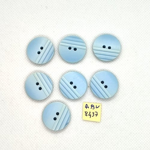 7 boutons en résine bleu - 22mm - abv8437
