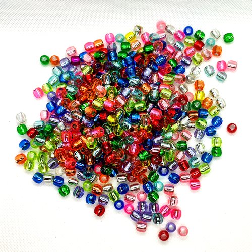1 lot de 430 perles en résine multicolore - 7x7mm