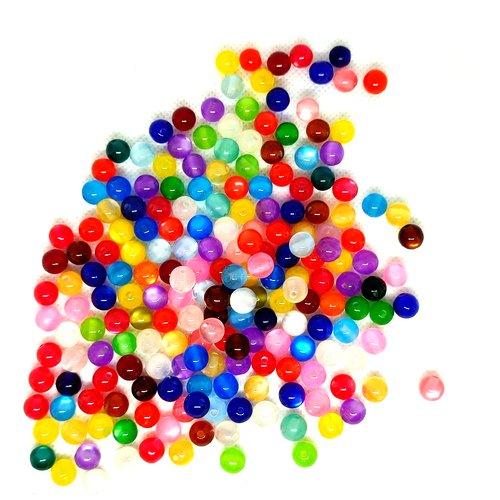 1 lot de 200 perles en résine multicolore - 8mm