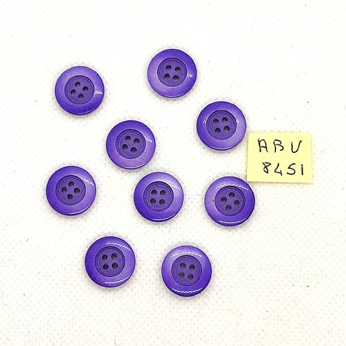 9 boutons en résine violet - 14mm - abv8451