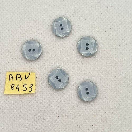 5 boutons en résine gris - 12mm - abv8453