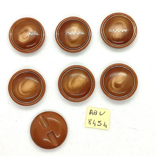 7 boutons en résine marron - 27mm - abv8454