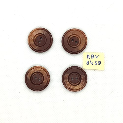 4 boutons en résine marron - 23mm - abv8458