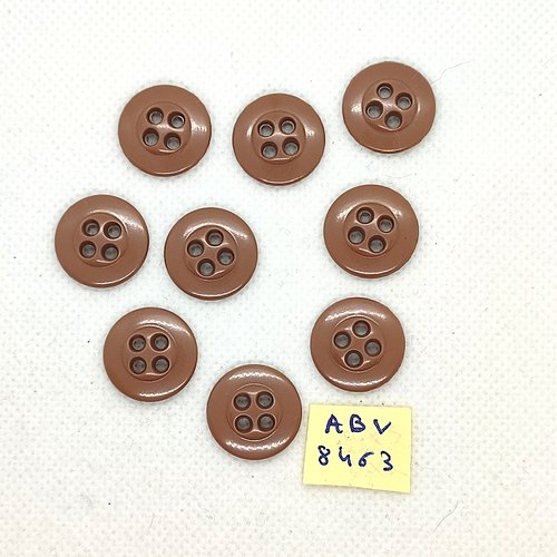 9 boutons en résine marron - 17mm - abv8463