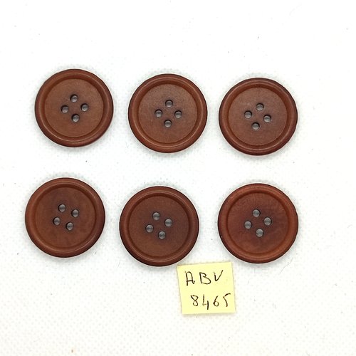 6 boutons en résine marron - 25mm - abv8465
