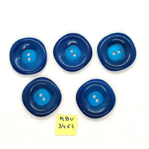 5 boutons en résine bleu - 29mm - abv8464