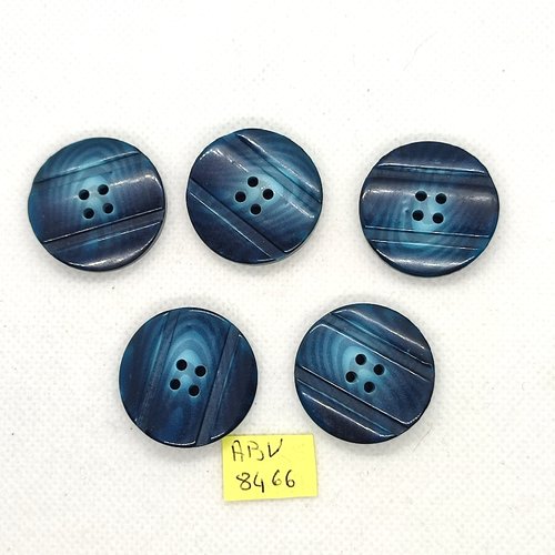 5 boutons en résine bleu - 28mm - abv8466
