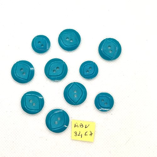 10 boutons en résine bleu - 14mm et 17mm - abv8467