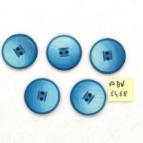 5 boutons en résine bleu / vert - 22mm - abv8468