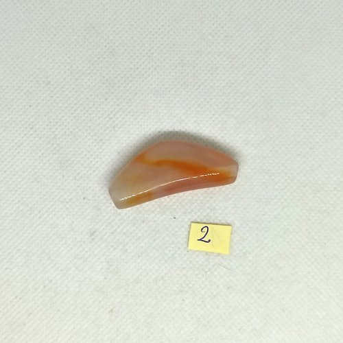 1 perle agate orangé et crème - 19x42mm - 99-2