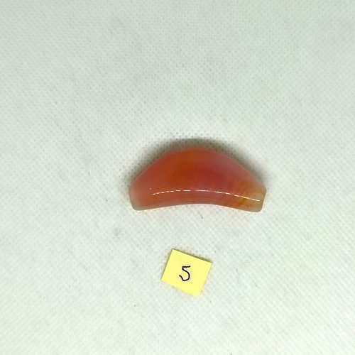1 perle agate orangé et crème - 19x42mm - 99-5