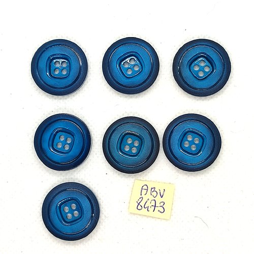 7 boutons en résine bleu / vert - 22mm - abv8473