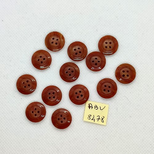13 boutons en résine marron - 15mm - abv8478