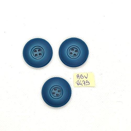 3 boutons en résine bleu / vert - 26mm - abv8479