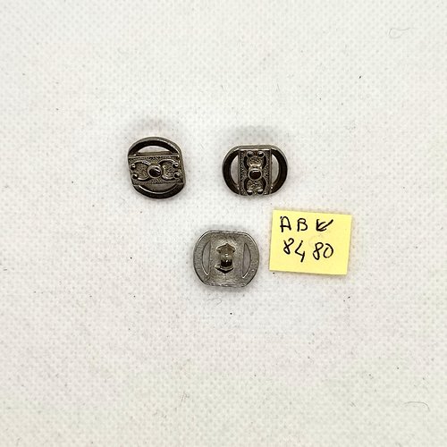 3 boutons en résine gris - 13x15mm - abv8480