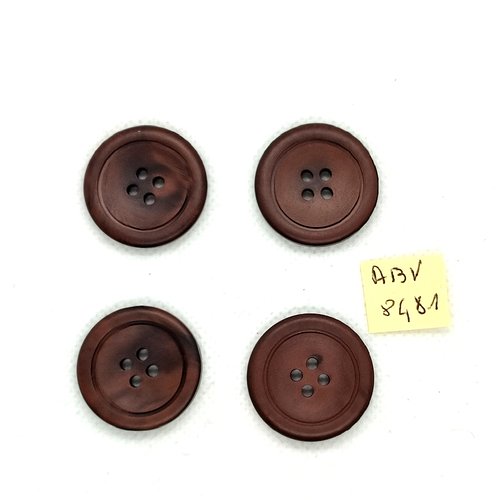 4 boutons en résine marron - 26mm - abv8481