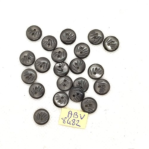 21 boutons en résine gris - 10mm - abv8482