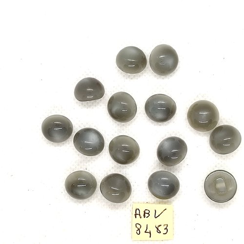 15 boutons en résine gris - 12mm - abv8483