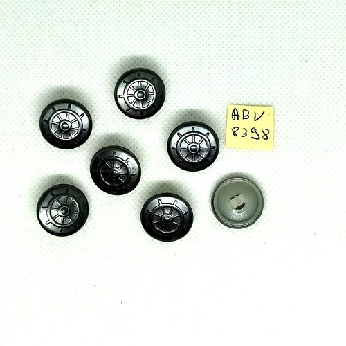 7 boutons en résine gris - 18mm - abv8398