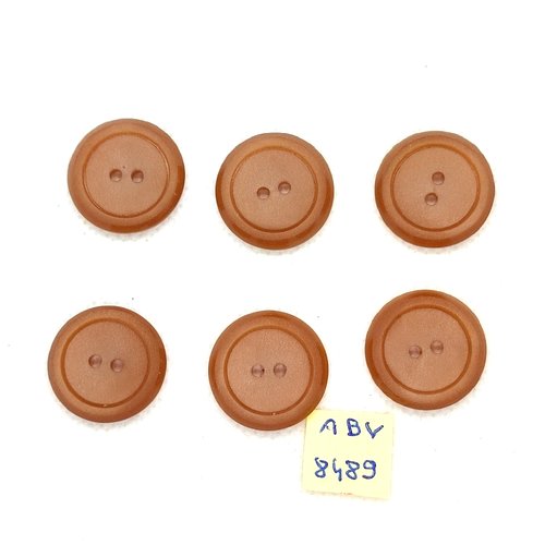 6 boutons en résine marron - 21mm - abv8489