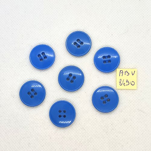 7 boutons en résine bleu - 20mm - abv8490