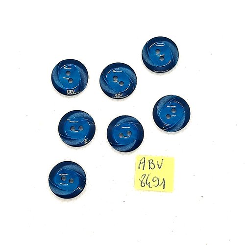 7 boutons en résine bleu / vert - 13mm - abv8491