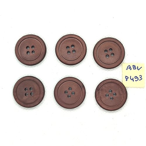 6 boutons en résine marron - 21mm - abv8493