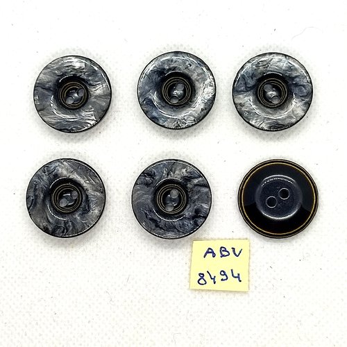 6 boutons en résine gris - 22mm - abv8494