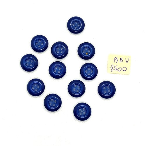 12 boutons en résine bleu - 13mm - abv8500
