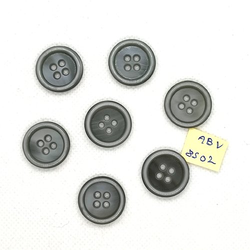 7 boutons en résine gris - 20mm - abv8502