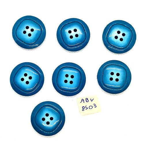 7 boutons en résine bleu - 27mm - abv8503