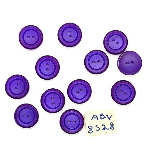 12 boutons en résine violet - 14mm - abv8528