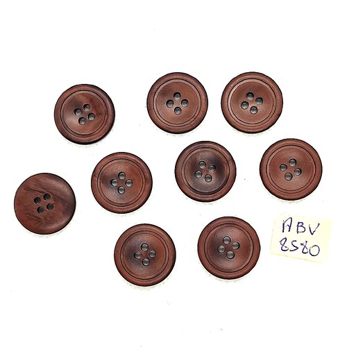 9 boutons en résine marron - 18mm - abv8580