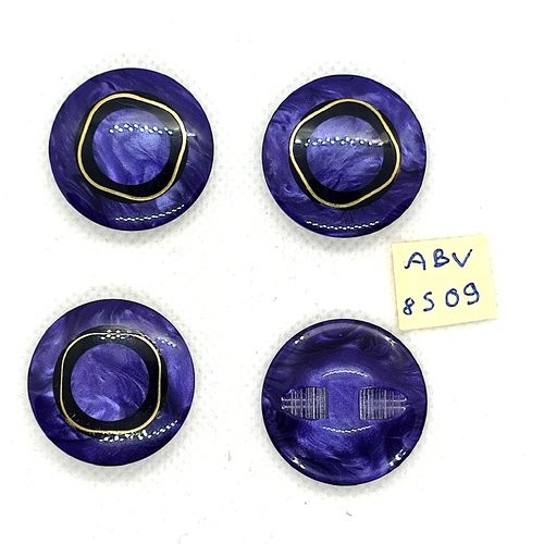 4 boutons en résine violet - 27mm - abv8509
