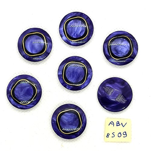 7 boutons en résine violet - 22mm - abv8509