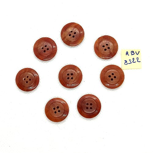 8 boutons en résine marron - 18mm - abv8522