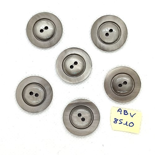 6 boutons en résine gris - 22mm - abv8510