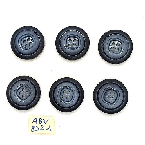 6 boutons en résine gris / bleu - 22mm - abv8521