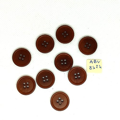 9 boutons en résine marron - 20mm - abv8524