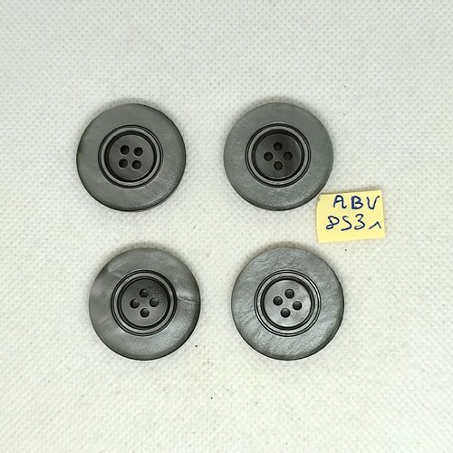 4 boutons en résine gris - 27mm - abv8531