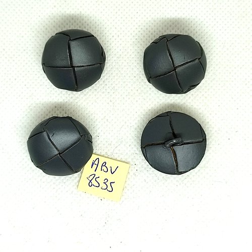 4 boutons en cuir gris - 23mm - abv8535