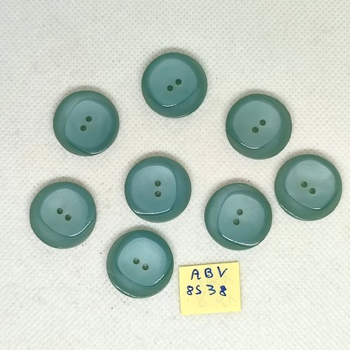 8 boutons en résine bleu / vert - 22mm - abv8538