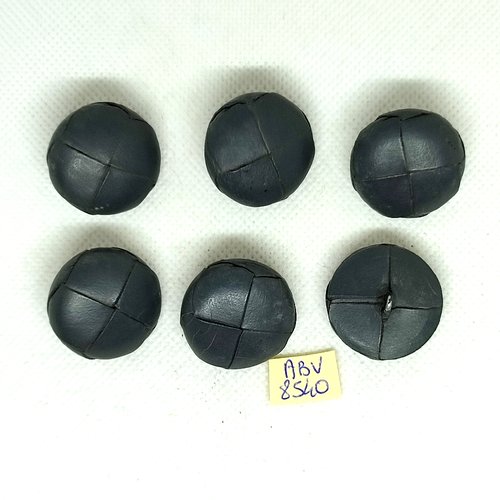 6 boutons en cuir gris - 26mm - abv8540