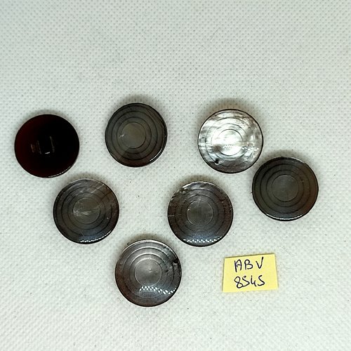 7 boutons en résine gris - 22mm - abv8545